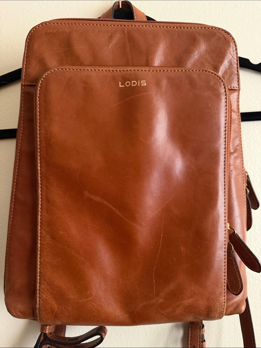 Lodis Chestnut Brown Leather Backpack